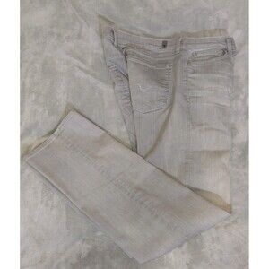 7 For All Mankind Standard Fit Straight Jeans Mens 33 Gray Whiskering Stretch